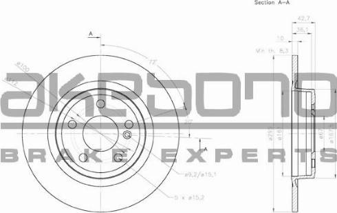 Akebono BN-0388 - Гальмівний диск autocars.com.ua