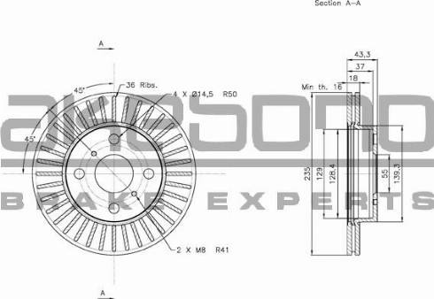 Akebono BN-0389E - Гальмівний диск autocars.com.ua