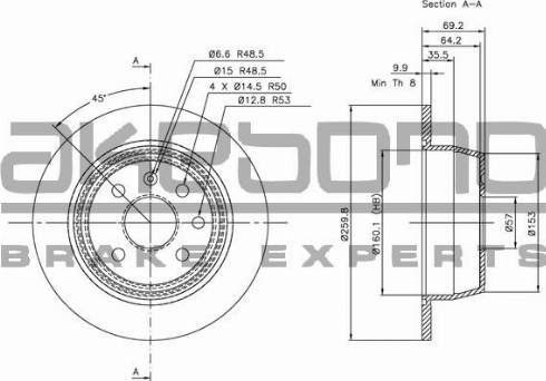 Akebono BN-0403 - Тормозной диск avtokuzovplus.com.ua