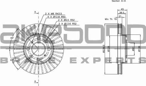 Akebono BN-0405E - Тормозной диск avtokuzovplus.com.ua