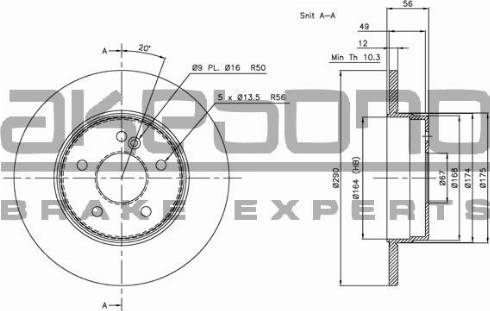 Akebono BN-0406E - Тормозной диск avtokuzovplus.com.ua