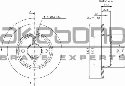 Akebono BN-0408 - Гальмівний диск autocars.com.ua