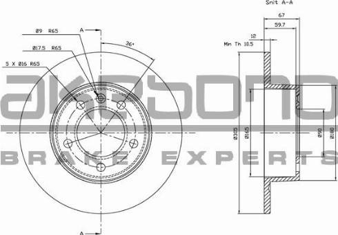 Akebono BN-0413 - Тормозной диск avtokuzovplus.com.ua