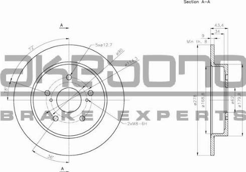 Akebono BN-0424 - Гальмівний диск autocars.com.ua