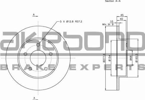 Akebono BN-0438 - Гальмівний диск autocars.com.ua