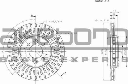 Akebono BN-0439 - Тормозной диск avtokuzovplus.com.ua