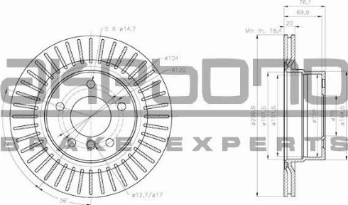 Akebono BN-0444E - Гальмівний диск autocars.com.ua