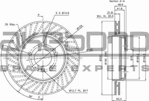 Akebono BN-0459 - Тормозной диск avtokuzovplus.com.ua