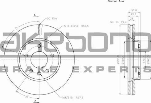 Akebono BN-0462 - Гальмівний диск autocars.com.ua