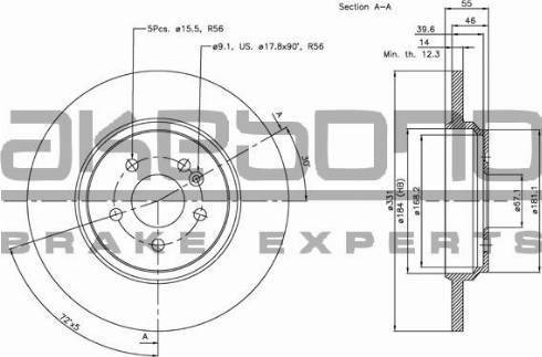 Akebono BN-0470 - Тормозной диск avtokuzovplus.com.ua