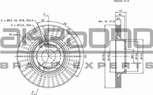 Akebono BN-0479 - Гальмівний диск autocars.com.ua