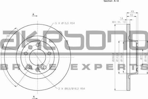 Akebono BN-0483E - Гальмівний диск autocars.com.ua