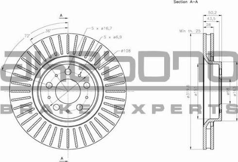 Akebono BN-0484 - Гальмівний диск autocars.com.ua