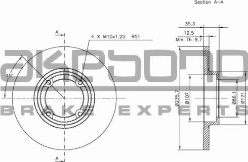 Akebono BN-0487 - Гальмівний диск autocars.com.ua