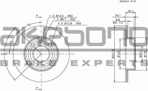 Akebono BN-0489E - Гальмівний диск autocars.com.ua