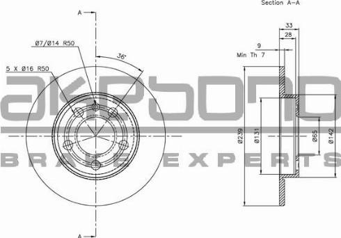 Akebono BN-0527 - Гальмівний диск autocars.com.ua