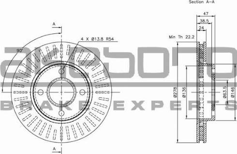 Akebono BN-0530 - Гальмівний диск autocars.com.ua