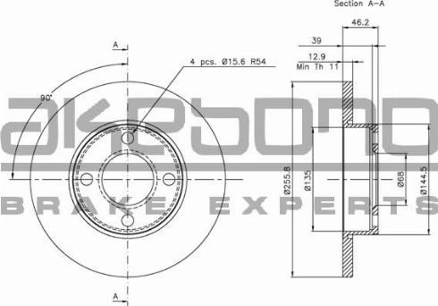 Akebono BN-0536 - Тормозной диск avtokuzovplus.com.ua