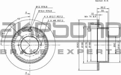 Akebono BN-0540 - Гальмівний диск autocars.com.ua