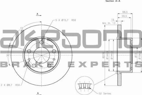 Akebono BN-0554 - Тормозной диск avtokuzovplus.com.ua