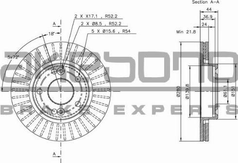 Akebono BN-0563 - Гальмівний диск autocars.com.ua