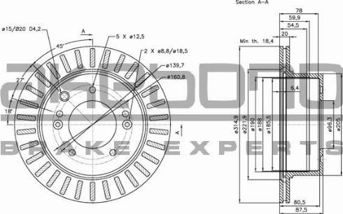 Akebono BN-0565 - Тормозной диск avtokuzovplus.com.ua