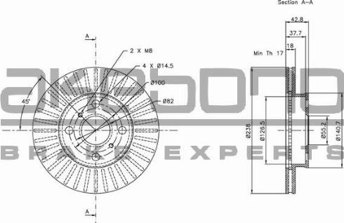 Akebono BN-0571E - Тормозной диск avtokuzovplus.com.ua