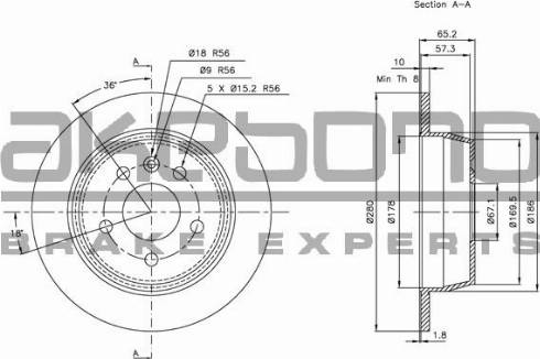 Akebono BN-0572E - Тормозной диск avtokuzovplus.com.ua