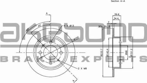 Akebono BN-0584 - Гальмівний диск autocars.com.ua