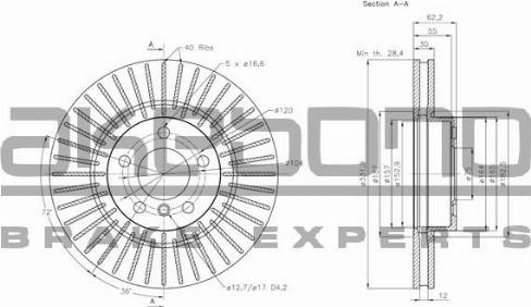 Akebono BN-0593 - Тормозной диск avtokuzovplus.com.ua