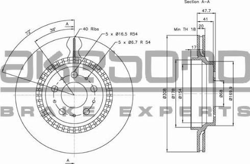 Akebono BN-0596 - Тормозной диск avtokuzovplus.com.ua