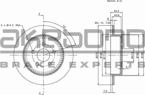 Akebono BN-0598 - Тормозной диск avtokuzovplus.com.ua