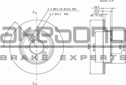 Akebono BN-0605E - Тормозной диск avtokuzovplus.com.ua