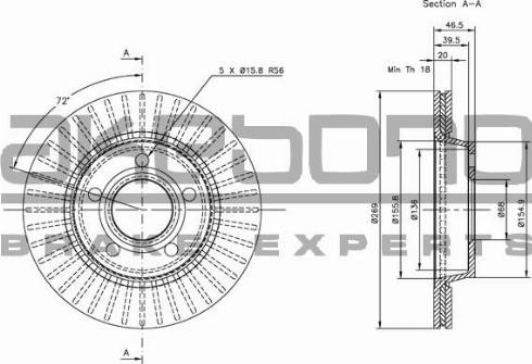 Akebono BN-0614E - Тормозной диск avtokuzovplus.com.ua