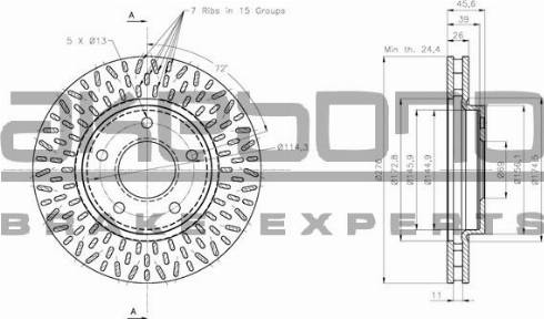 Akebono BN-0622 - Гальмівний диск autocars.com.ua