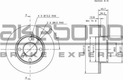 Akebono BN-0624 - Тормозной диск avtokuzovplus.com.ua