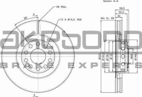 Akebono BN-0625 - Гальмівний диск autocars.com.ua