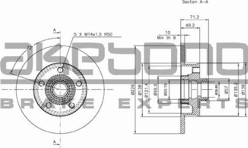 Akebono BN-0637 - Гальмівний диск autocars.com.ua