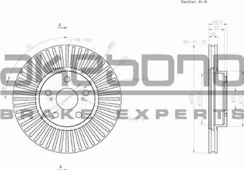 Akebono BN-0643 - Гальмівний диск autocars.com.ua