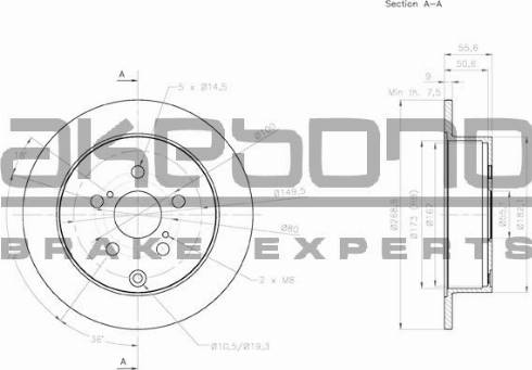 Akebono BN-0649 - Тормозной диск avtokuzovplus.com.ua