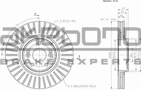 Akebono BN-0650 - Тормозной диск avtokuzovplus.com.ua