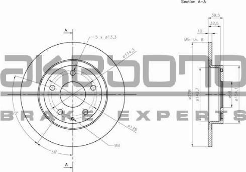 Akebono BN-0657 - Гальмівний диск autocars.com.ua