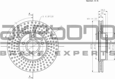 Akebono BN-0664E - Гальмівний диск autocars.com.ua