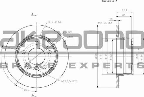 Akebono BN-0680 - Гальмівний диск autocars.com.ua