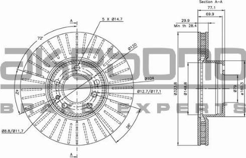 Akebono BN-0681E - Тормозной диск avtokuzovplus.com.ua