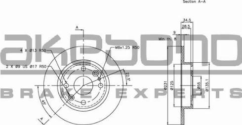 Akebono BN-0684 - Тормозной диск avtokuzovplus.com.ua