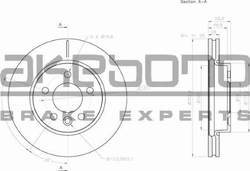 Akebono BN-0695 - Гальмівний диск autocars.com.ua