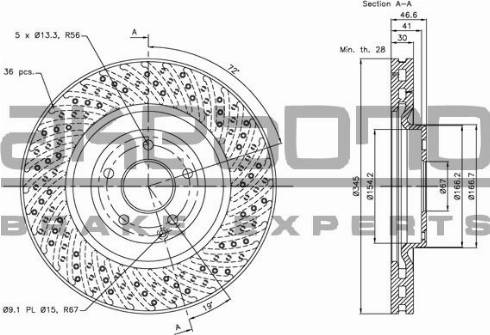 Akebono BN-0696 - Тормозной диск avtokuzovplus.com.ua