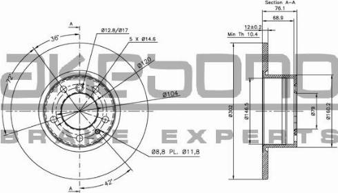 Akebono BN-0698E - Тормозной диск autodnr.net