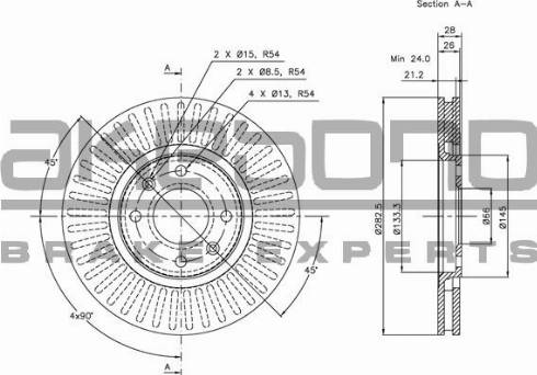 Akebono BN-0700 - Тормозной диск avtokuzovplus.com.ua